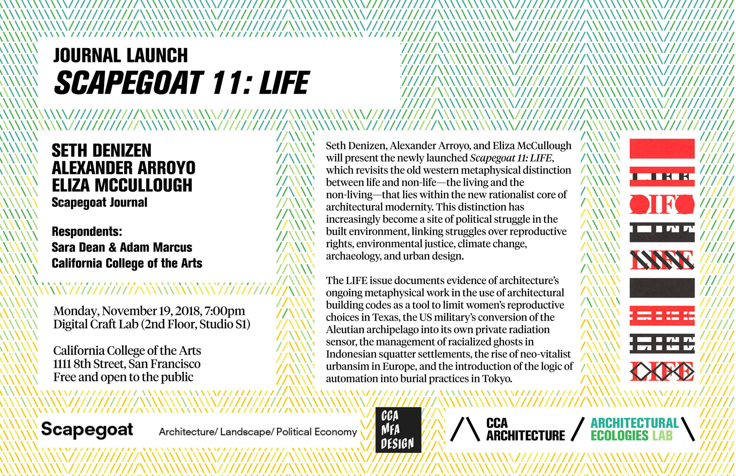 Journal Launch: Scapegoat 11: LIFE