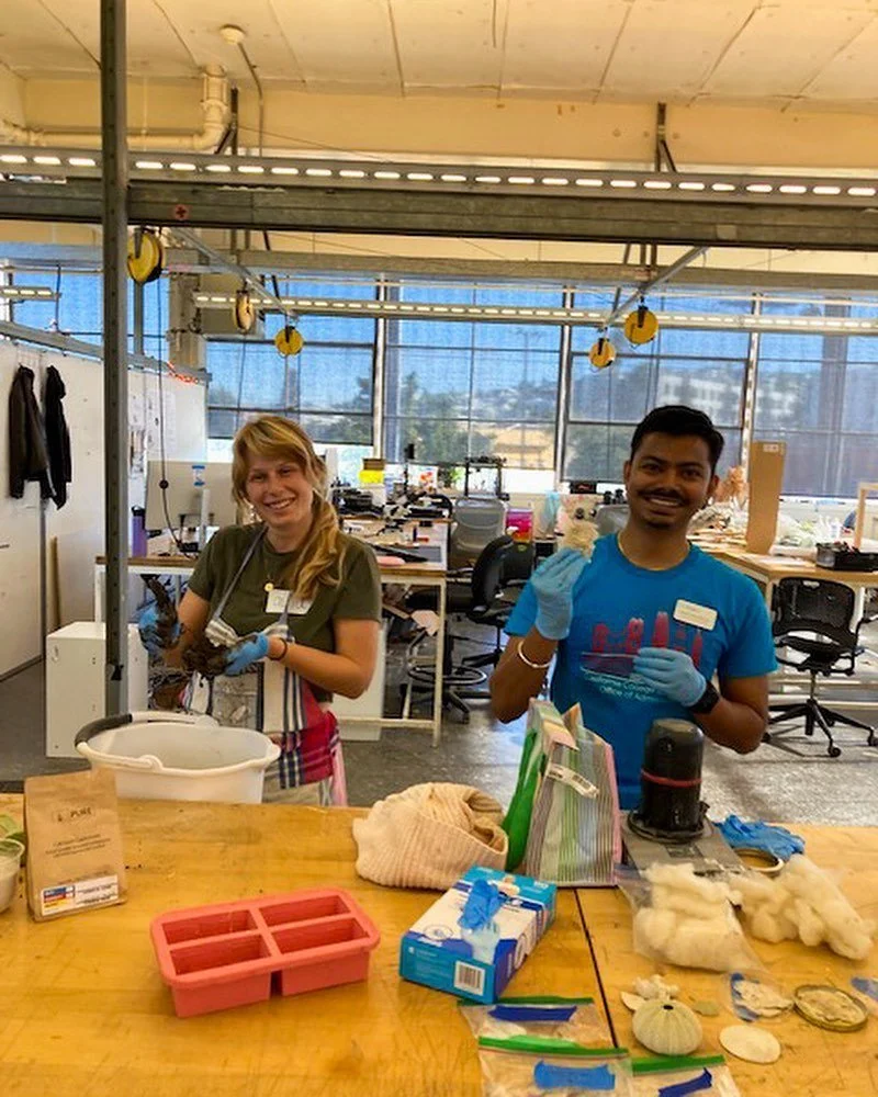 We loved meeting potential students at our Graduate Architecture Open House! Pictured here are current students from our Constructed Ecologies course, Alia and Manthan, leading a biomaterial workshop to share their research from this semester. 

@cca