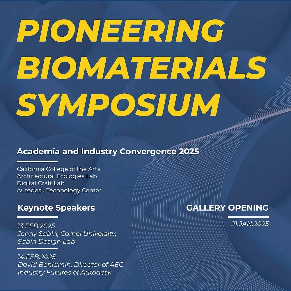 We are excited to announce the Pioneering Biomaterials Exhibition and Symposium coming to CCA this January 2025! Join us January 21st at the kickoff of our exhibition, featuring amazing biomaterial innovations from labs around the world. Don&rsquo;t 